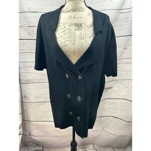 Cable‎ & Gauge Woman Black Double Breasted Knit Short Sleeve Blazer Plus Size 1X